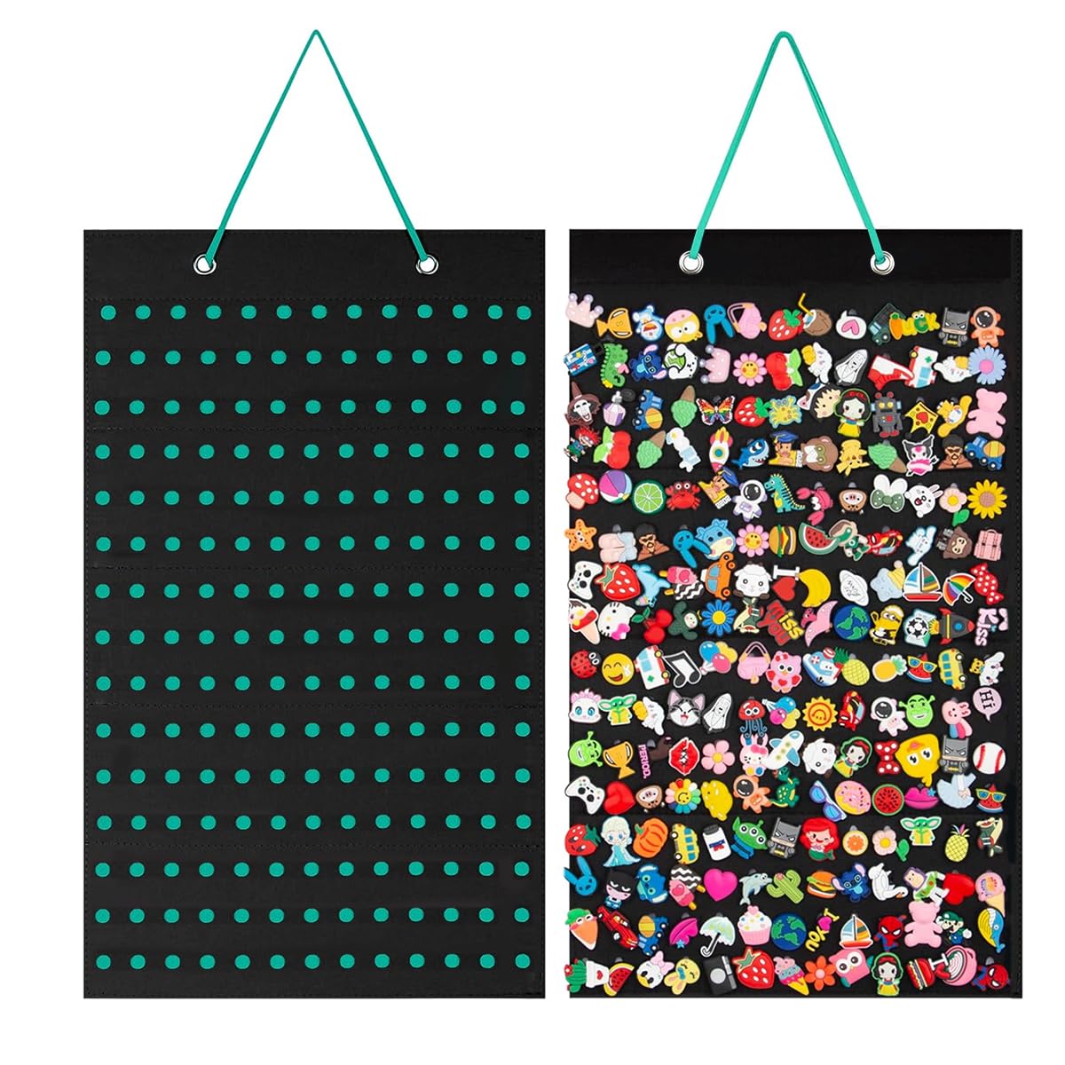 HASTHIP Shoe Charms Organizer, Wall Hanging Croc Charms Holder Felt Organizer with 180 Slots, Displaying Board for Shoe Charms (Charms Not Included) HASTHIP Shoe Charms Organizer, Wall Hanging Croc Charms Holder Felt Organizer with 180 Slots, Displaying Board for Shoe Charms (Charms Not Included)